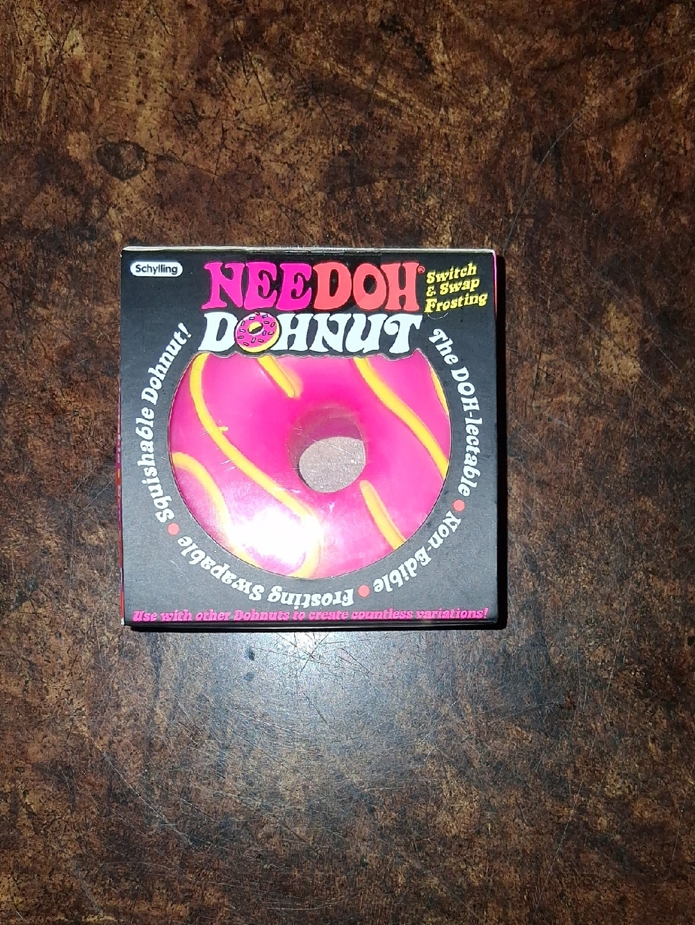 Needoh Donut Switch & Swap Frosting Toy - Pink with Yellow Drizzle